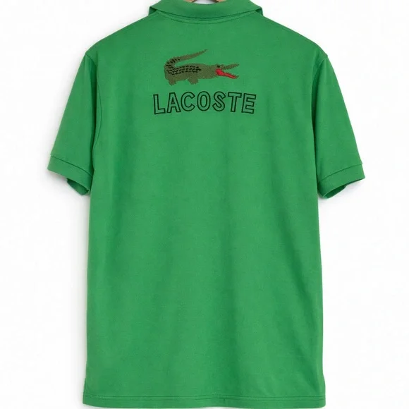 Lacoste Men's Classic Green Pique Polo Shirt - Large Logo on back - Medium - Picture 2 of 10